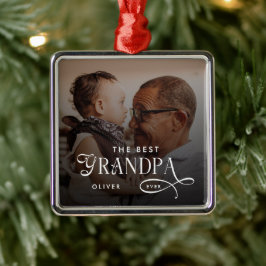 Adorno Metálico Modern Best GrandPa Ever Photo Personalized