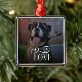 Adorno Metálico Modern Love Custom Dog Pets Photo Monogram