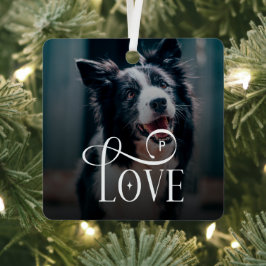 Adorno Metálico Modern Love Custom Dog Pets Photo Monogram
