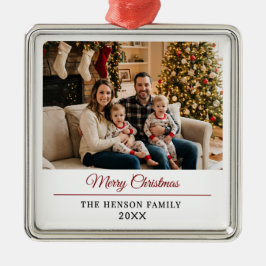 Adorno Metálico Modern Personalized Family Photo Merry Christmas 