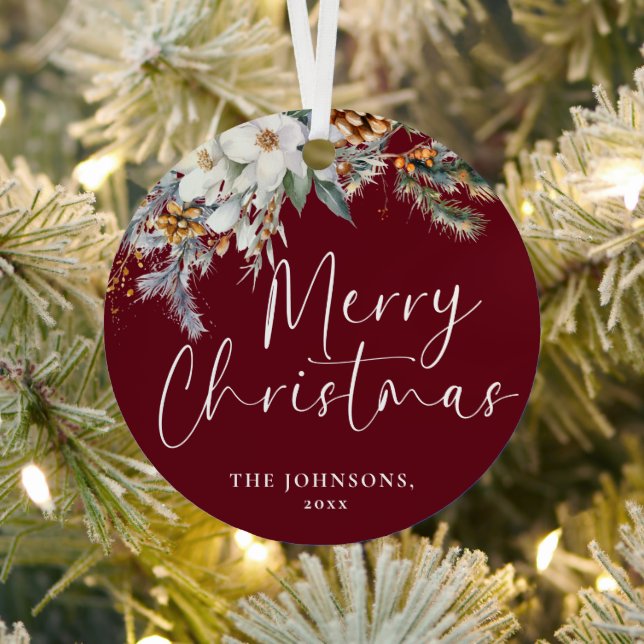 Adorno Metálico Moderna vegetación Feliz Navidad Familia Fotografí (in situ)