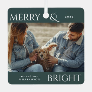 Adorno Metálico Moderna y elegante Feliz Navidad Familia Fotografí