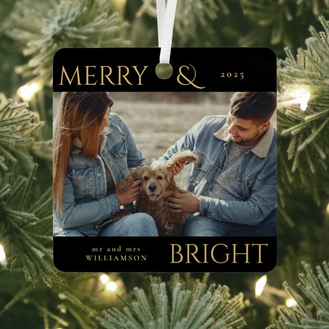 Adorno Metálico Moderna y elegante foto de la familia navideña mer (in situ)