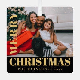 Adorno Metálico Moderna y elegante foto de la familia navideña mer