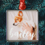 Adorno Metálico Moderna y lúdica foto de Mascota de Moda simple y<br><div class="desc">Este diseño sencillo y clásico está compuesto por tipografía de la síspera y añada una foto personalizado de su mascota.</div>