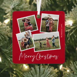 Adorno Metálico Moderno 4 Collage de fotos Feliz Navidad
