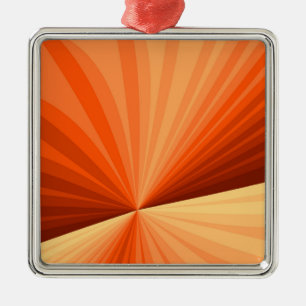 Adorno Metálico Moderno Gráfico Fractal Abstracto Naranja Rojo Vai