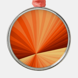 Adorno Metálico Moderno Gráfico Fractal Abstracto Naranja Rojo Vai