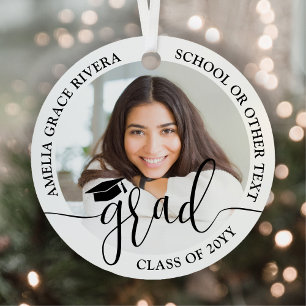 Adorno Metálico Moderno Guión de moda 2 Graduación de Fotos Redond