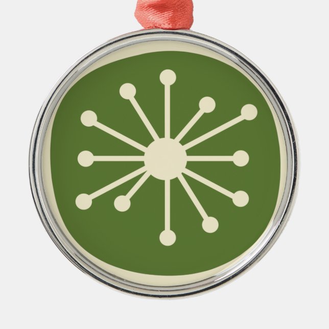Adorno Metálico Moderno Punto Atómico De Mediados Del Siglo Verde  (Frente)