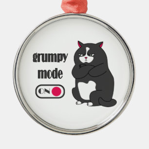 Adorno Metálico Modo gruñón en gato gordo gracioso