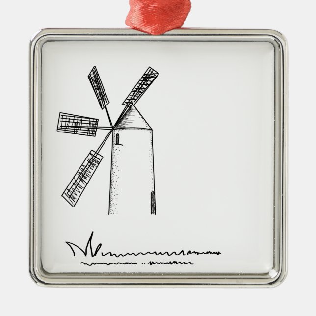 Adorno Metálico molino con fondo blanco (Frente)