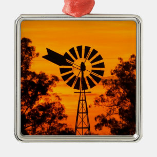 Adorno Metálico Molino de viento al atardecer, Australia