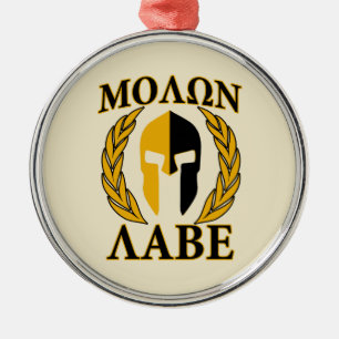 Adorno Metálico Molon Labe Spartan Mask Laurels Beige Decor