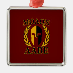 Adorno Metálico Molon Labe Spartan Mask Laurels Burgundy Red