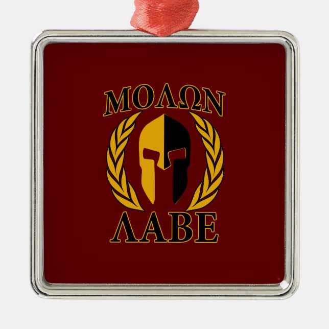 Adorno Metálico Molon Labe Spartan Mask Laurels Burgundy Red (Frente)