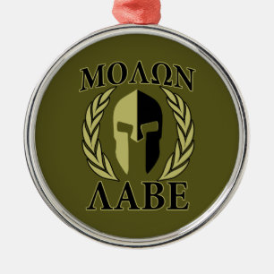 Adorno Metálico Molon Labe Spartan Mask Laurels Olive Green