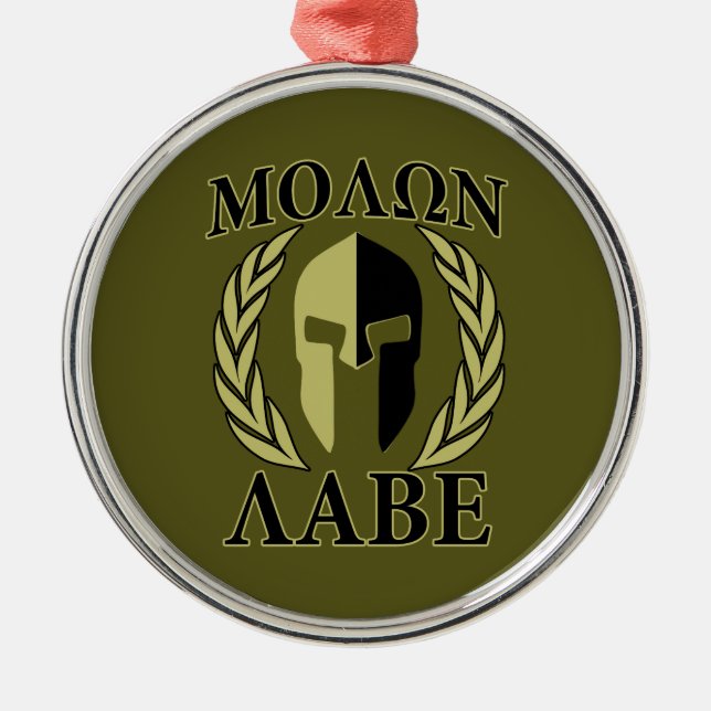 Adorno Metálico Molon Labe Spartan Mask Laurels Olive Green (Frente)