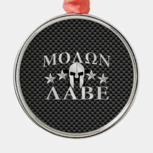 Adorno Metálico Molon Labe Spartan Warrior 5 stars Carbon