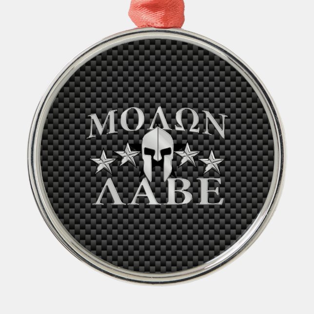 Adorno Metálico Molon Labe Spartan Warrior 5 stars Carbon (Frente)