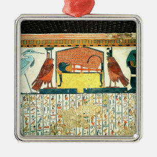 Adorno Metálico Momia en una cama fúnebre con diversas divinidade