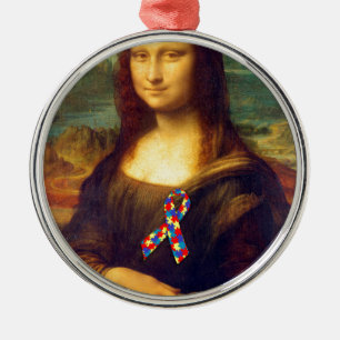 Adorno Metálico Mona Lisa Con Cinta De Rompecabezas