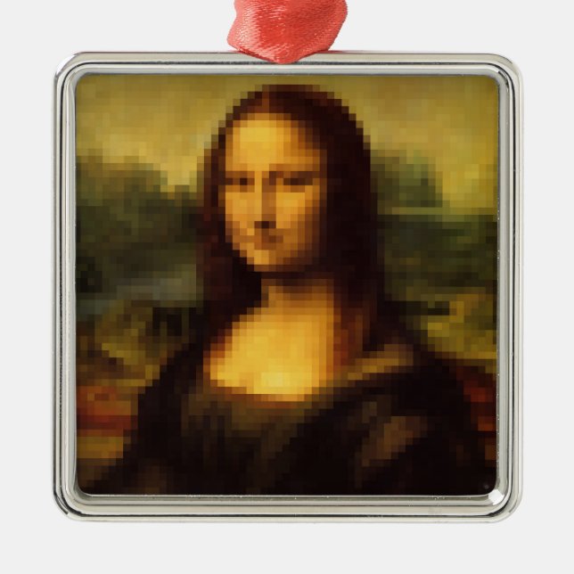 Adorno Metálico Mona Lisa Pixelada (Frente)