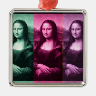 Adorno Metálico Mona Lisa Púrpura Rosa Verde