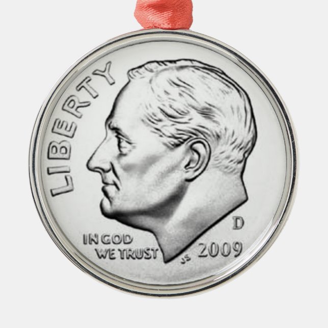 Adorno Metálico Moneda de diez centavos de Estados Unidos (Frente)