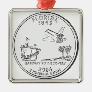 Adorno Metálico Moneda de un cuarto de dólar de Florida