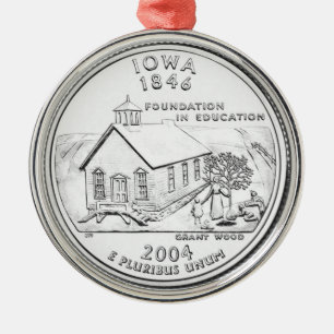Adorno Metálico Moneda de un cuarto de dólar de Iowa