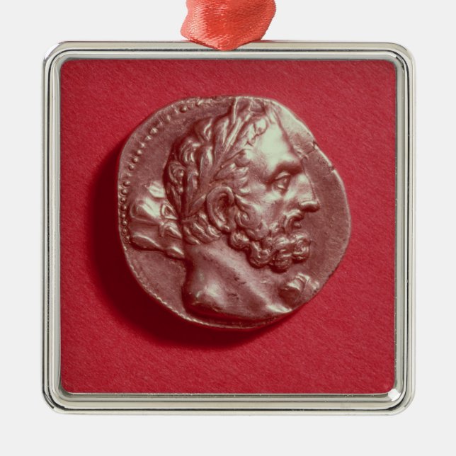 Adorno Metálico Moneda púnica que lleva el jefe de Hamilcar Barca (Frente)