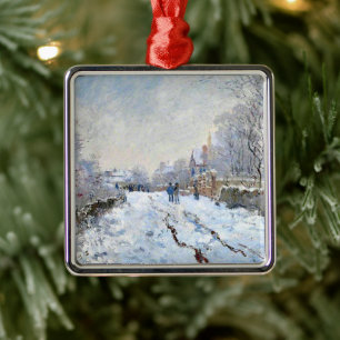 Adorno Metálico Monet - Escena de nieve en Argenteuil