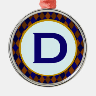 Adorno Metálico Monograma Azul Diamante