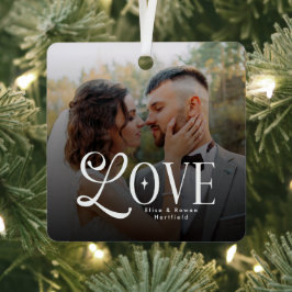 Adorno Metálico Monograma de foto de boda personalizada de amor mo