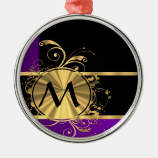 Adorno Metálico Monograma de oro morado y negro