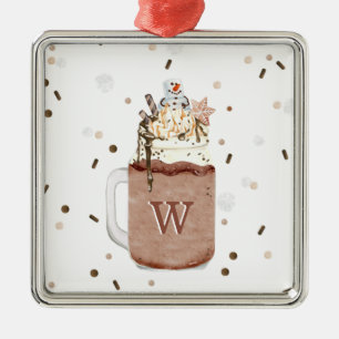 Adorno Metálico Monograma del batido de Snowman Navidades de choco