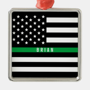 Adorno Metálico Monograma fino militar de la bandera americana de