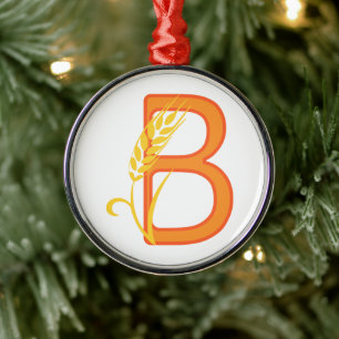 Adorno Metálico Monograma floral de la letra mayúscula B