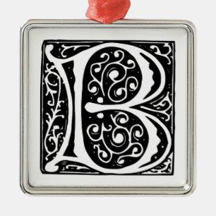Adorno Metálico Monograma medieval elegante de la letra B del