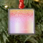 Adorno Metálico Monograma Purpurina púrpura de oro rosa del arcoir<br><div class="desc">Arcoiris Pastel Ombre - Oro, Púrpura, Relieve metalizado Faux Rosado Purpurina Espuma Metálica Cepillado Monograma Metalizado Nombre Ornamento de Navidad. Esto hace que el dulce perfecto cumpleaños 16, boda, ducha de novia, aniversario, ducha de bebé o fiesta de soltera sea regalo para alguien que ama el lujo glam y los...</div>