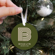 Monograma retro y Naranja de nombres y Navidades v