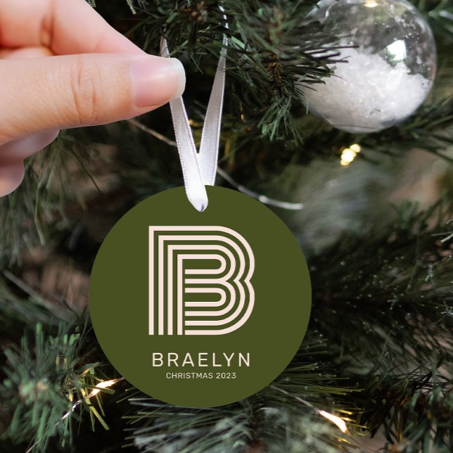 Adorno Metálico Monograma retro y Naranja de nombres y Navidades v (Subido por el creador)