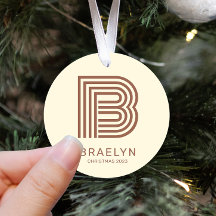 Monograma retro y nombre Brown y Taupe