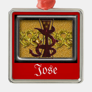 Adorno Metálico monograma rojo J