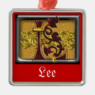 Adorno Metálico monograma rojo L