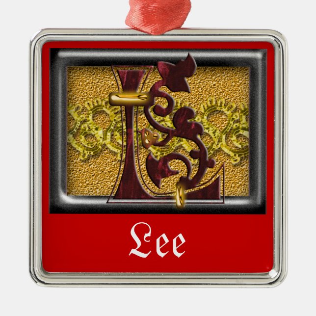 Adorno Metálico monograma rojo L (Frente)