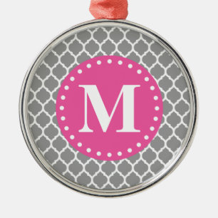 Adorno Metálico Monograma rosa de latencia marroquí gris