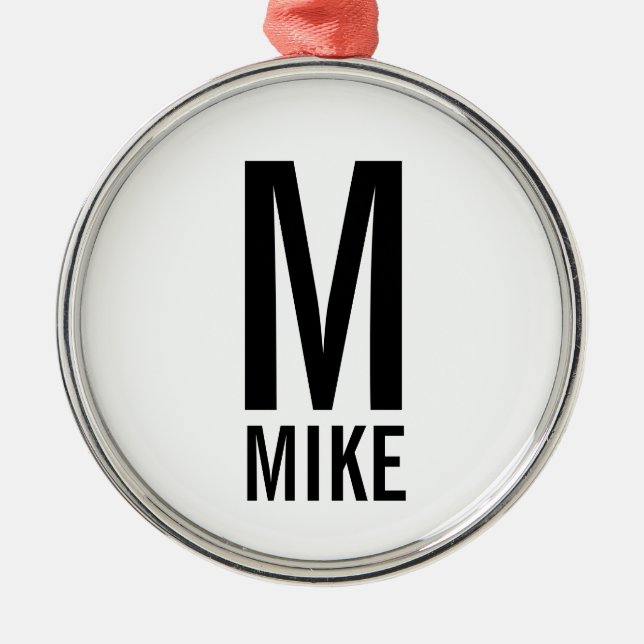 Adorno Metálico Monograma y nombre personalizados negrita moderno (Frente)