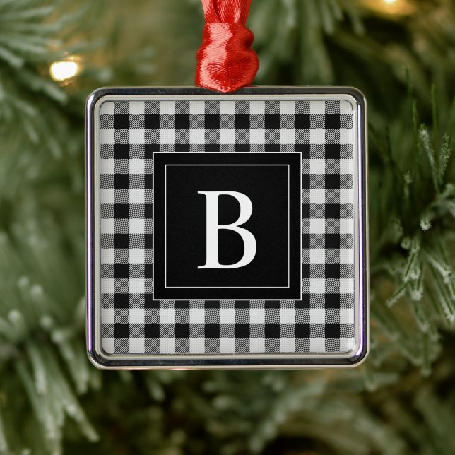 Adorno Metálico Monogramado de búfalo negro de granja moderna (Árbol)